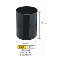 Ofis Tipi Çöp Kovası Boyalı Delikli 13 Litre Siyah