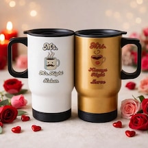 Bk Gift Kişiye Özel Sevgili Çift Tasarımlı 2li Kulplu Beyaz&gold Çelik Termos Mug 450 Ml -9, Sevgiliye Hediye, Sevgililer Günü Hediyesi Kobitmeyencom3