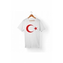 Beyaz Unisex Baskılı Ay Yıldız Tshirt - 29 Ekim Cumhuriyet Bayram