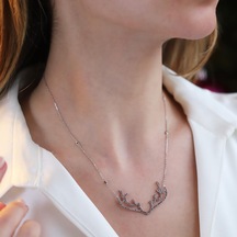 Geyik Model Gümüş Kolye Gümüş