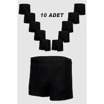 Nacar Store 10'lu Erkek Siyah Pamuklu Likralı Boxer Ekonomi Paketi