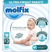 Molfix Premium Bebek Bezi Ultra Fırsat Paketi 3 Beden 4-9 Kg Standart 94 Adet