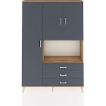 Arges Dolap 6 Raflı 3 Çekmeceli 3 Kapaklı 132x30x195 Çam-antrasit/antrasit Antrasıt/antrasıt