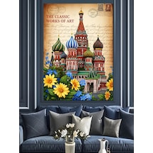 Rusya Katedral Vintage Poster Dekoratif Kanvas - Mdf Ahşap Tablo