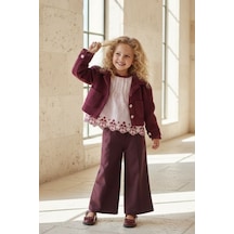 Mnk Baby & Kids Kız Çocuk Kaşe Ceketli Takım M00799 Bordo