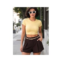 Gigi Wardrobe Portofino Yüksek Bel Şort Ekru Ekru
