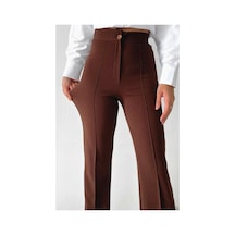Asur Boutique Asur Butik Kadın Yüksek Bel Likralı Kaliteli Palazo Pantolon Kahverengi