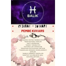 Gümüştel El Sanatları Sertifikalı Burç Taşı Balık Burcu Pembe Kuvars Taşı Bileklik Çok Renkli