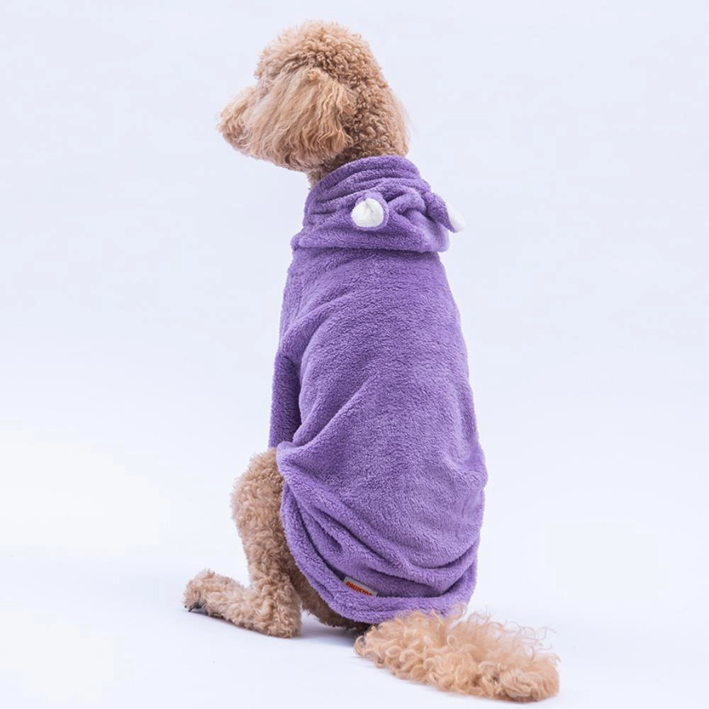 Lila Lucca Teddy Hoodie Ayı Kulaklı Peluş Orta Büyük Irklar Köpek Kıyafeti Köpek Sweati