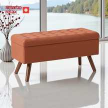 Smarto Relax Puf Gruyères Sandıklı Ayaklı Kapitoneli Dekoratif 110x40x45 Cm Turuncu Turuncu