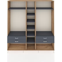 Hyperion Dolap 10 Raflı 4 Çekmeceli 2 Askılı 220x44x243 Çam-antrasit/antrasit Antrasıt/antrasıt