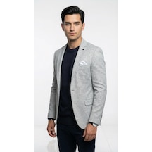 Plus Scorpion Erkek Karyağdı Desenli Slim Fit Blazer Ceket Siyah & Bej Şık Günlük Ve Ofis Kombin Siyah