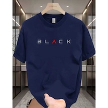 Kozia Outdoors Maloçbey Modern Siyah Baskılı Oversize Unisex Basic O Yaka T-shirt Lacivert