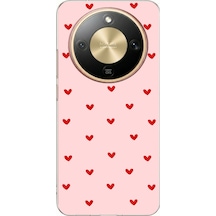 Honor Magic 8 Lite Uyumlu Kırmızı Minik Kalpler Baskılı Silikon Kılıf Renkli