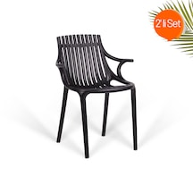 Monaco Lüks Cafe Ve Balkon Sandalyesi 2'li Set Siyah