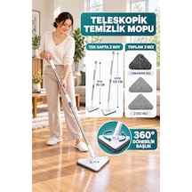 3 Bezli Üçgen Mop Teleskopik Tek Sapta 2 Boy Cam Duvar Köşe Temizliği Cam Duvar Tavan Fayans Parke Temizleyici Teleskopik Sap