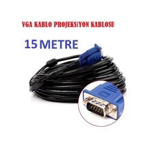 Vga Monitör Projeksiyon Görüntü Kablosu Uzatma Kablosu 15M Metre