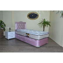 Baza Yatak Başlık Tay Tüyü  Pembe Model Silinir Kapitone başlık Metal Fırın Boya Pamuk kumaş pedli yatak 100*200cm El Yapım