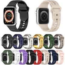 iOS Uyumlu Watch İçin 6 40mm Kare Toka Zırh Tarzı Silikon Saat Bandı
