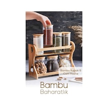 Vienev Bambu 7li Cam Baharatlık Standlı Ahşap