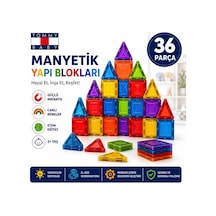Tommybaby Manyetik Yapı Blokları Ball Run Çocuklar İçin Renkli 3 Boyutlu 36 Parça Manyetik Blok Oyun Seti