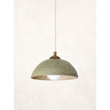 El Yapımı Wabi Sabi Seramik Kil Sarkıt Avize 25 Cm, Yeşil, Sage Green, G9 Led Lamba, Salon, Yemek Odası, Mutfak Adası