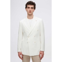 D's Damat Ds Damat Slim Fit Ekru Armürlü Kumaş Ceket 4hc04vh024882 Ekru