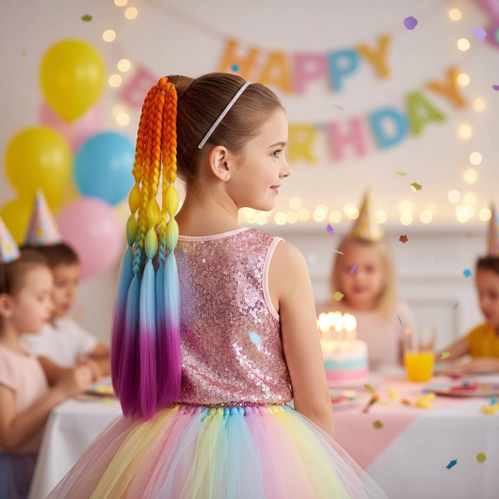 Balon Ve Düz Salaş Örgülü Lastikli At Kuyruğu / Acm22 - Mydr-571551 Çok Renkli