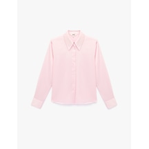 Koton Slim Fit Uzun Kollu Düğmeli Klasik Yaka Saten Gömlek Pembe 6sak60092pw Gül