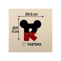 Taşlı Ütülenebilen Veya Sticker Olarak Kullanılabilen ' Mickey R ' Harfi
