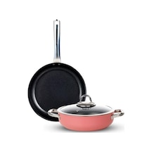 Tr Master Daıly Titanium 3 Parça Set Çelik Sap Pembe 26cm Sığ Tencere + 26cm Tava Genel