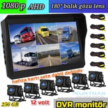 Dvr Monitör Ve 6 Adet 1080 P Ahd 180 Derece Balık Gözü Kamera Set