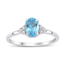 Blue Topaz Oval Tektaş Yüzük