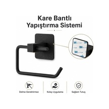 Tr Yapışkanlı Siyah Kare Açık Tuvalet Kağıtlığı Wc Kağıtlık Tuvalet Kağıdı Askısı Diğer