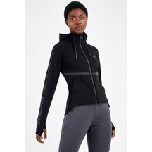 Maraton Sportswear Regular Kadın Kapşonlu Reglan Kol Basic Siyah Tracktop 18449-siyah