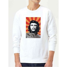 Che Guevara Red Yellow Baskılı Beyaz Erkek Örme Sweatshirt Che Guevara Red Yellow Baskılı Beyaz Erkek Örme Sweatshirt