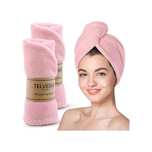 Mikrofiber Saç Havlusu Süper Emici Hızlı Kuruyan Türban Saç Havlusu Şapkası Uzun Kıvırcık Kalın Saçlar İçin Duş Saç Kurutma Havlusu, Plaj Havuz Banyo Kullanım 2li Pembe 22654792
