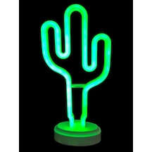 Neon Işıklı Kaktüs Masa Gece Lambası Pil+usb
