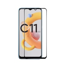 Microcase Realme C11 2021 Tam Kaplayan Çerçeveli Cam - Siyah