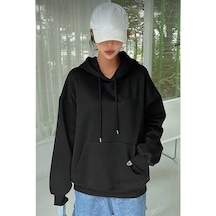 Etiler Collection Erkek Uzun Kol Kapşonlu Basic Sweatshirt Hoodie - Siyah