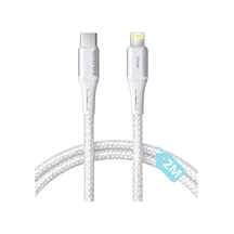 Type C-lightning Uyumlu, 2metre Örgülü 27watt Pd Hızlı Şarj Kablosu, Remorax Wahoo 1ad X 2metre Beyaz Diğer