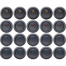 20 Adet 12V Nokta Işıklı 20Mm Marin Anahtar