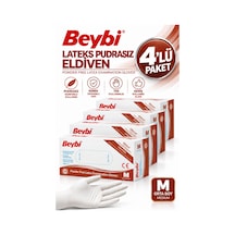 Beybi Pudrasız Lateks Muayene Eldiveni Medium 100'lü 4 Adet