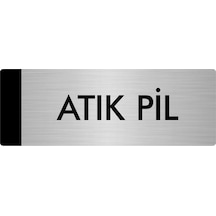 Metal Yönlendirme Levhası, Departman Kapı Isimliği Atık Pil 7x20 Cm Gümüş Renk