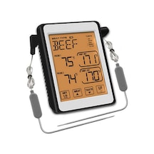 Ch-212 Çift Prob Renkli Ekran Akıllı Alarm Izgara Mutfak Termometresi, Renk: Turuncu Arka Işık