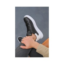 Khi-zai Erkek Bağcıklı Esnek Yürüyüş Antrenman Spor Ayakkabı Sıyah/beyaz