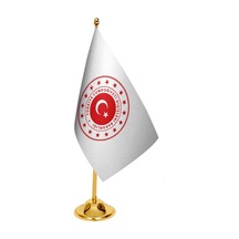 Masa Üstü Dışişleri Bakanlığı Bayrağı + Pirinç Direk Masa Bayrak