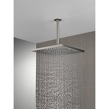 Tek Sprey Raincan Duş Başlığı, Fırçalanmış Nikel Duş Başlığı, Yağmur Duş Başlığı, Kare Duş Başlığı, Metal Duş Başlığı, 2.5 Gpm Akış Hızı, Lumicoat Paslanmaz 52159-ss-pr25 Açık Mavi