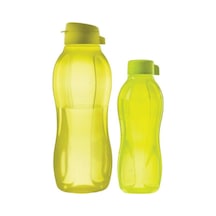 Eco Şişe Sarı Vidalı Kapak 750ml Ve Kolay Kapak 1.5 Lt Matara Suluk 2 Li Set Sarı