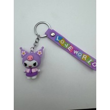 Mor Kuromi Figürlü Silikon Anahtarlık Pretty Good Askılı Sevimli Tasarım